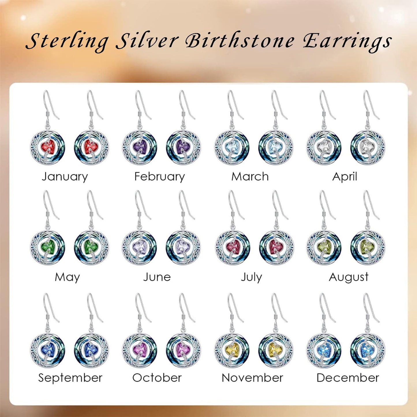 TOUPOP Synthetic Diamond Earrings April Birthstone Earrings Sterling Silver Moon and Star Drop Dangle Earring Jewelry Blue Crystal Birthday Mothers Day Gifts for Women Mom Her