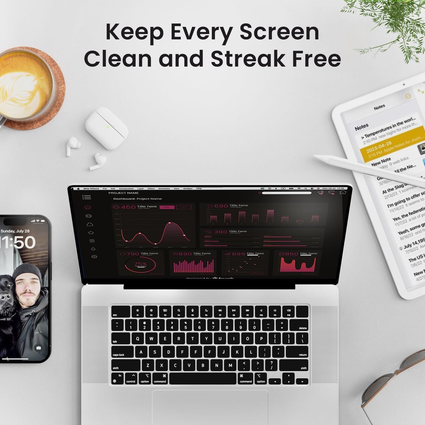 [160 Electronic Wipes Streak-Free Screen Cleaner, TV Screen Cleaner for Smart TV, Screen Wipes Computer Cleaner, TV