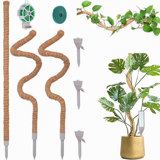 3-Pack Tall Moss Poles (50 Inch) - Coco Coir Plant Support Sticks for Potted Plants (Monstera, Pothos, Philodendron)