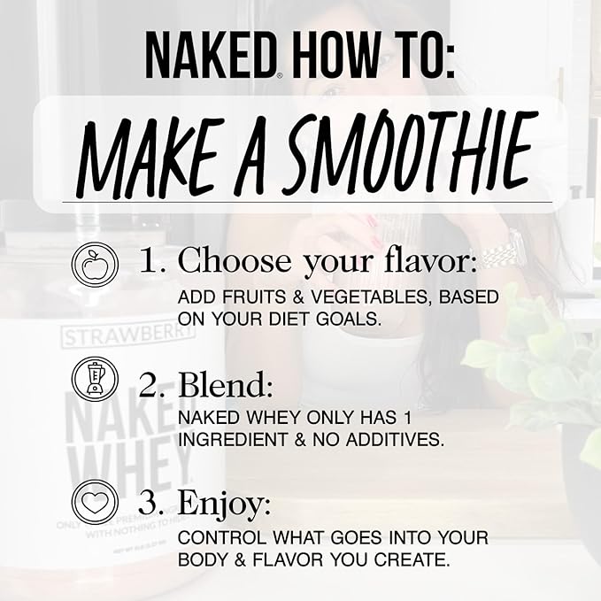 NAKED Chocolate Whey 1LB - All Natural Grass Fed Whey Protein Powder, Organic Cacao, and Coconut Sugar - No GMO, No Soy, and Gluten Free, Aid Growth and Recovery - 12 Servings