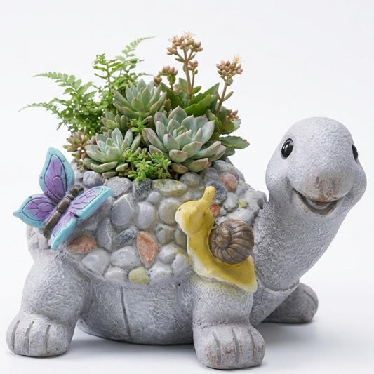 pandaxing Tuetle Planter for Succulents Indoor Outdoor with Drainage Hole, Resin Animal Flower Pot for Home Garden Decor, Gift for Plant Lovers