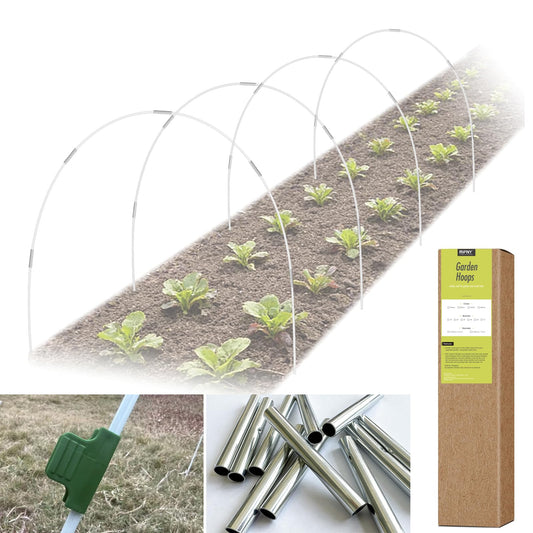 24 PCS Garden Hoops for Raised Beds, RIFNY Greenhouse Hoops Kit Long Grow Tunnel for Row Cover, Rust-Free Fiberglass Garden Support Poles for Insect Mesh Netting Freeze Plant Cover Frame