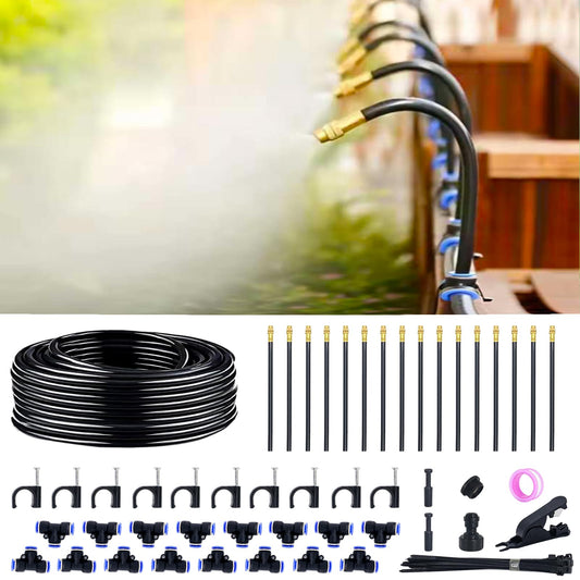 Thiswing 360° Adjustable Drip Irrigation System - 50 FT Garden Watering System with 16 Nozzles, Raised Bed Sprinkler Irrigation System, Garden Mister for Yard, Lawn, Plants, 5/16" Tubing