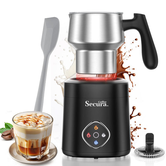 Secura 4-in-1 Electric Milk Frother and Steamer, 13.5oz with Detachable Dishwasher-Safe Stainless Steel Jug – Hot and Cold Foam Maker, Milk Warmer for Coffee, Lattes, Hot Chocolate - Induction Heating