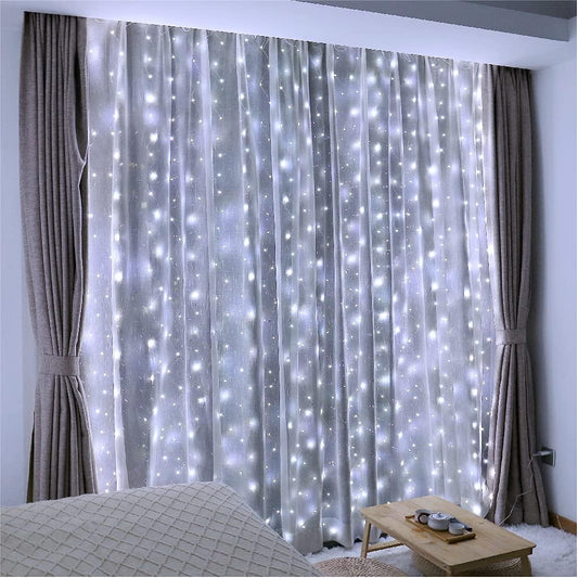 ZSJWL 300 LED White Curtain Lights - 9.8x9.8Ft Fairy String Lights with Remote & Timer for Indoor/Outdoor Events