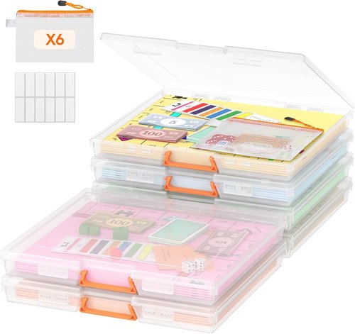 Lifewit Paper Storage Boxes - 6 Pcs Portable Organizer with Secure Latch & Handle | Ideal for Games, Crafts, Documents