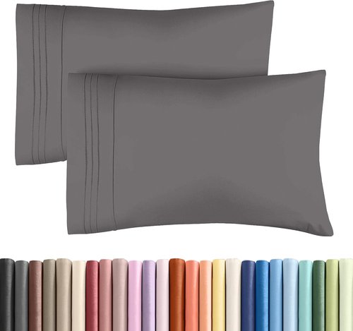 King Standard Pillow Cases - Soft Hotel Quality Covers | Comfy & Fade Resistant - Dark Grey, Set of 2