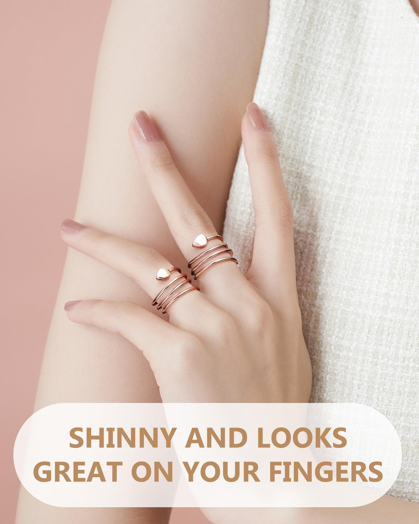 Feraco 2 PCS Magnetic Rings for Women,99.99% Pure Copper Thumb Magnetic Fingers Ring,Valentine's Day Gifts for Women(Rose Gold)