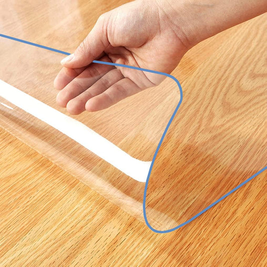 WingCanto 32x84 Inch Multi-Size Clear Tablecloth Protector Plastic Tablecloth Cover Waterproof Vinyl Dining Table Cover PVC Table Protector for Rectangle Wooden Furniture Desk Pad Mat