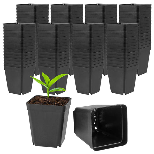 KOHAND 120 Pieces 2.7 Inch Plastic Square Nursery Pot, Transplant Planting Pots Greenhouse Supplies, Durable Plastic Flower Pots for Seedlings Black