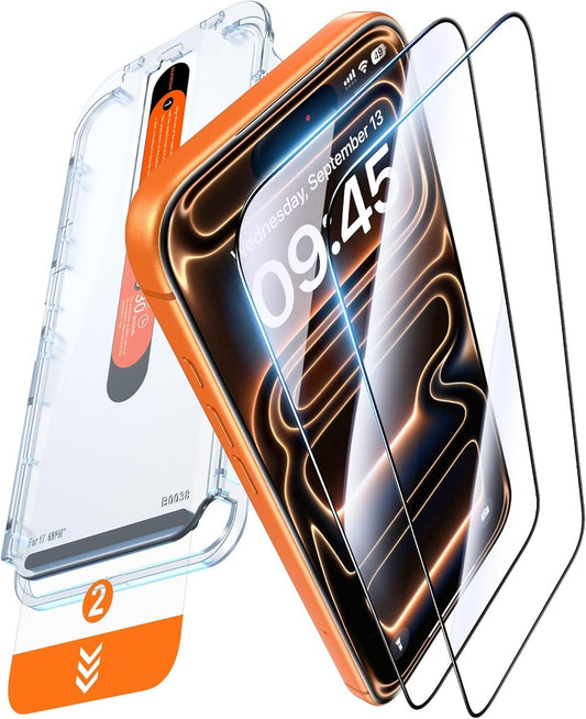 9H+ 17 [10X 17 6.9 inch 2-Pack DIMONCOAT TOP Glass for iPhone Pro Max Screen Protector[Easy One-Pull Installation]