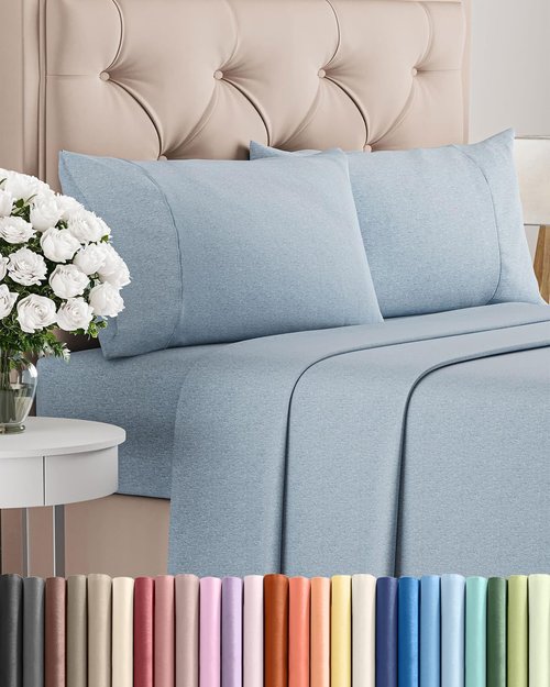 Cal King Size 4 Piece Sheet Set - Hotel Luxury Cooling Bedding - Breathable & Wrinkle-Free - Blue