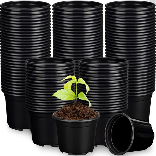 Eaasty Flexible Plant Nursery Pots Thickened Plastic Seedling Pots Soft Plastic Flower Pots Seed Starting Plant Containers with Drainage Hole for Cuttings Transplanting Planter (150 Pcs, 5 Inch)