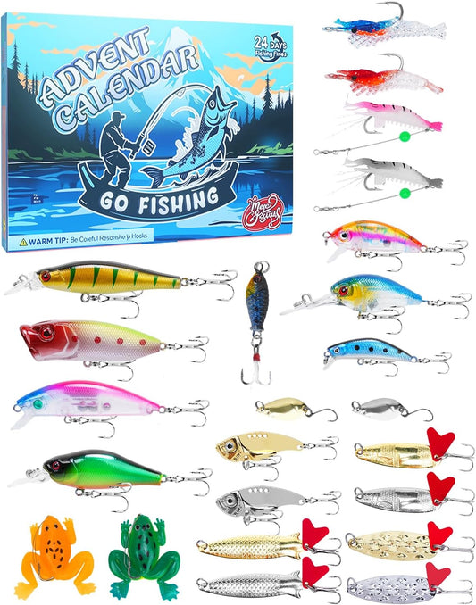 UCEC Fishing Advent Calendar 2025 - 24 Days of Fishing Gifts for Men, Teens & Boys