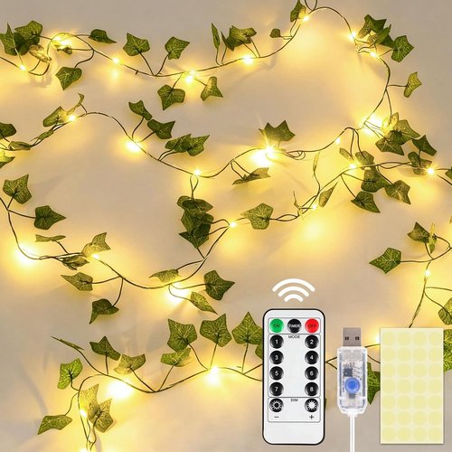 DomeStar 40Ft LED Fairy Lights with Vines - Remote-Controlled Curtain String Lights for Indoor/Outdoor Decor