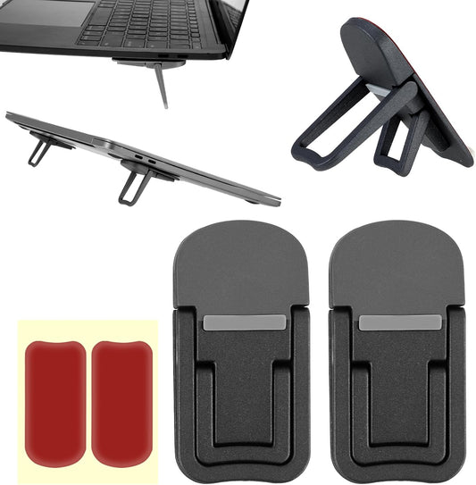 Bewudy 2 Pcs Portable Keyboard Riser, Dual Tilt Angle Adjustment Foldable Laptop Riser, Self-Adhesive Mini Laptop Stand