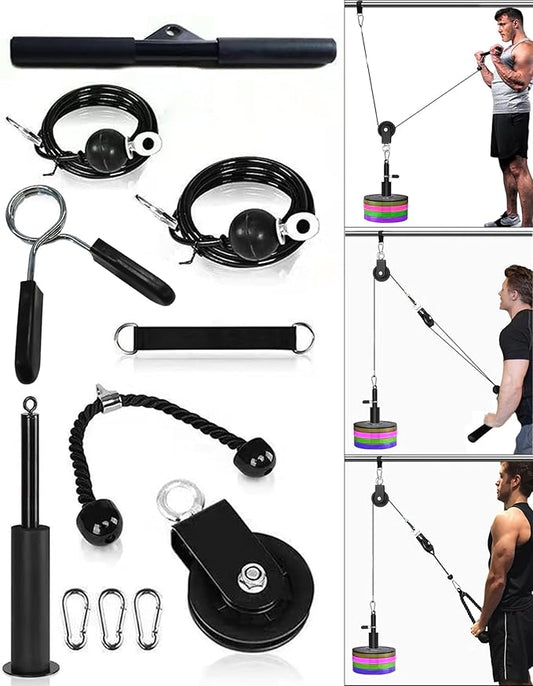 ASIEIT Weight Cable Pulley System for Home Gym, Durable Cable Pulley Attachments for Garage Gym, Upgraded Cable Machine for Fitness Enthusiast, Cable Pulley System Gym for Basement Gym Squat Rack