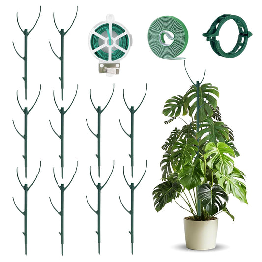 10pack Adjustable Plant Support Pole Stackable Indoor/Outdoor Support Pole with Clamps, Suitable for Supporting Monstera and Climbing Plants, Garden Accessories, Perfect Replacement for Plant Stakes