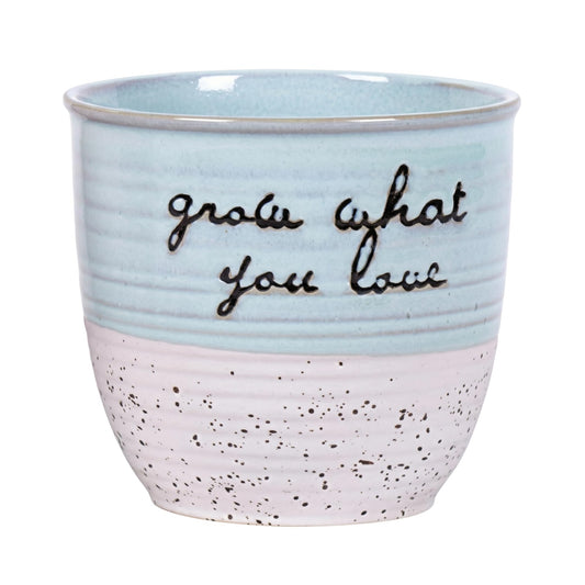 Blue Sky Clayworks 5” Patricia Flower Pot, Ceramic, 6" x 6", “Grow What You Love” Pastel Duo