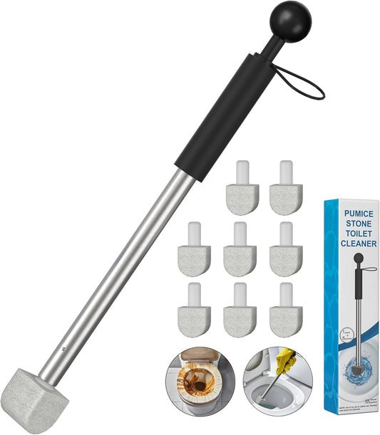 YINGMORE Pumice Toilet Cleaner - 17-Inch Handle for Hard Water Stain Removal | Includes 1 Handle & 8 Pumice Stones
