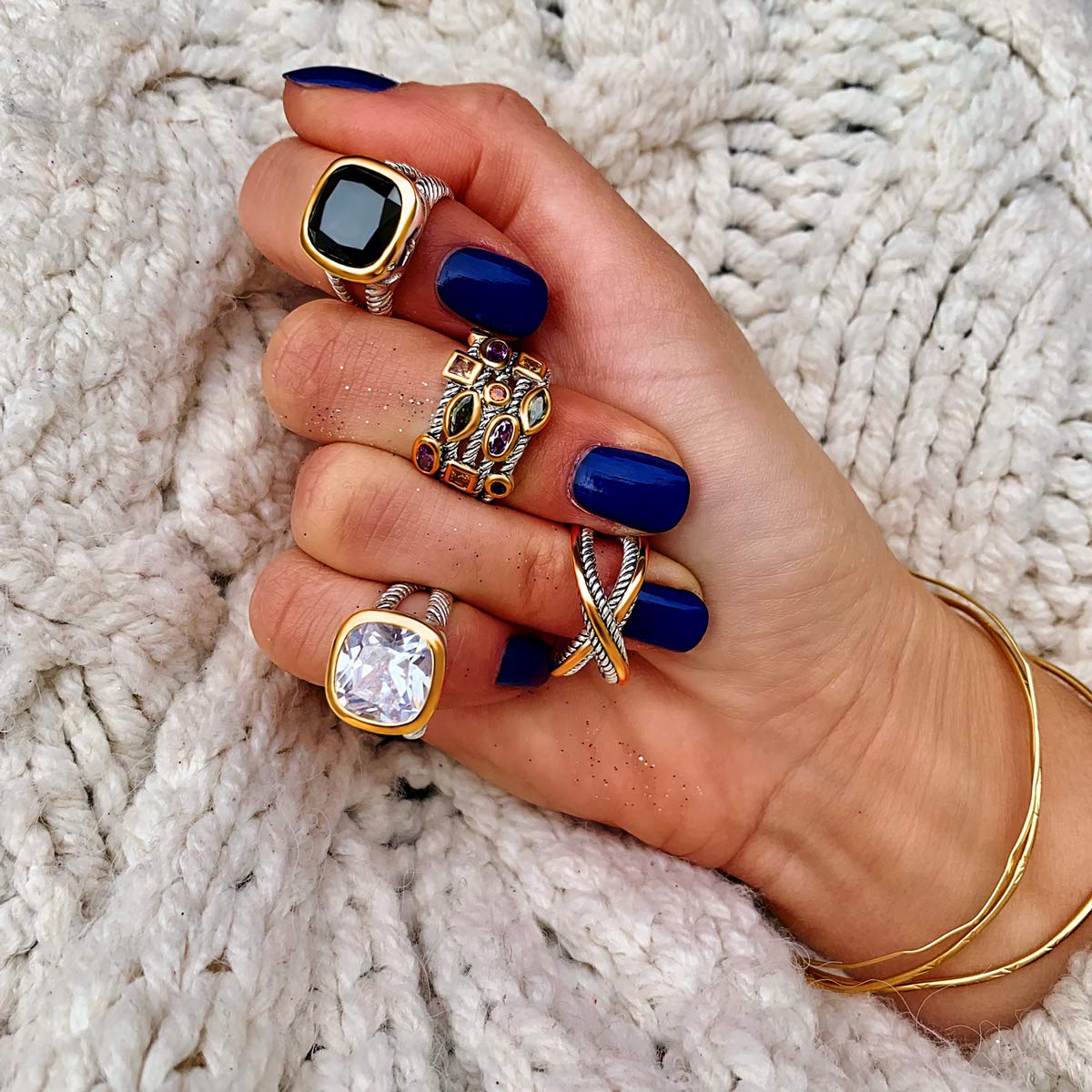 UNY JEWEL Ring Beautiful Multi CZ Twisted Cable Wire Designer Fashion Brand Vintage Love Antique Womens Jewelry (6)