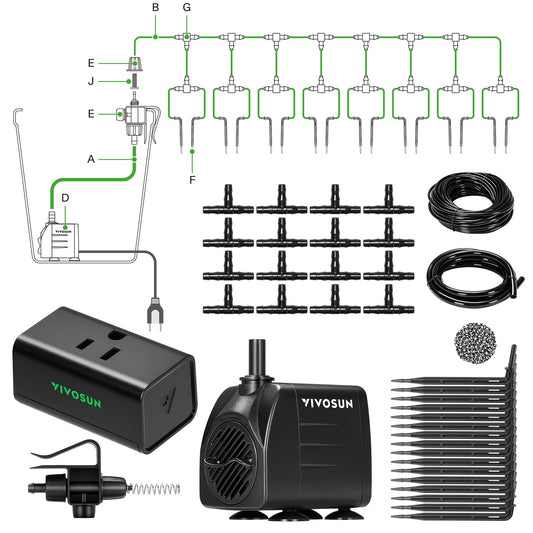 VIVOSUN Automatic Drip Irrigation Kit, Smart Watering System with 16 Drip Emitters, 4mm Fast Flow, App-Controlled A10 GrowHub, Quiet 15W Pump, Anti-Siphon & Filtered for Indoor & Outdoor Plants