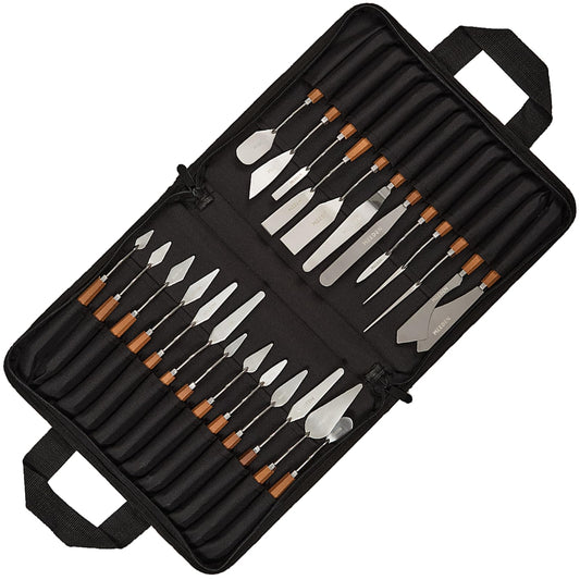 MEEDEN Artist Painting Knife Set: 25Pcs Assorted Stainless Steel Palette Knives with Wooden Handle - Art Supplies for Adults, Beginners, Students, Professional Artists