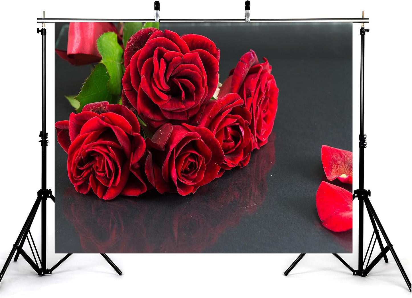 KeyWork 9x9ft Red Rose Bouquet Backdrop Fresh Bloom Petal Photography Background for Valentine's Day Gift Party