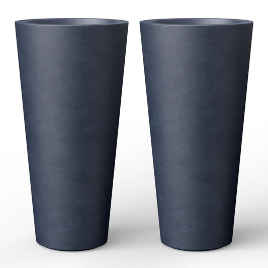 Kante Tall Concrete Planter (Set of 2), 15.8 Inch Height Large Flower Pot for Indoor Outdoor Plants, Suitable for Home, Patio, Garden, Porch, Charcoal