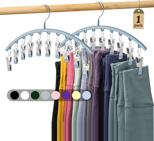 Volnamal Legging Organizer - Metal Yoga Pants Hanger with 10 Clips for Space-Saving Storage | Blue