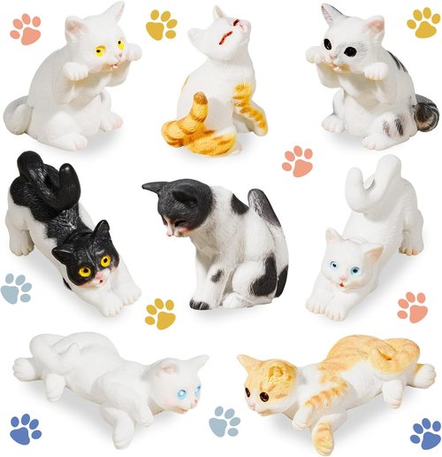 Exasinine Miniature Cat Figurines - 24 Cute Kittens for Fairy Garden & DIY Terrarium Decor