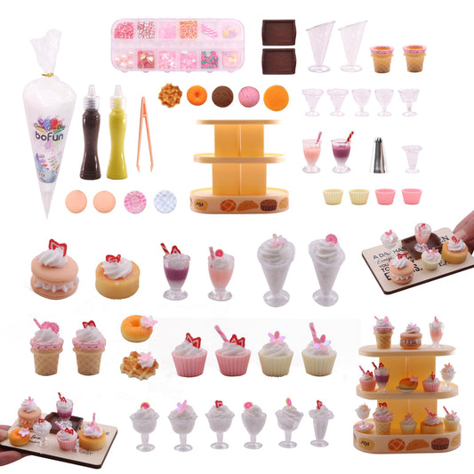 BoFUN DIY No-Bake Miniature Food Craft Kit - 1/12 Scale Dollhouse Kitchen Accessories, Hobby Craft Set for Teens Adults Ages 12+, Creative Art Project (Bake DIY)