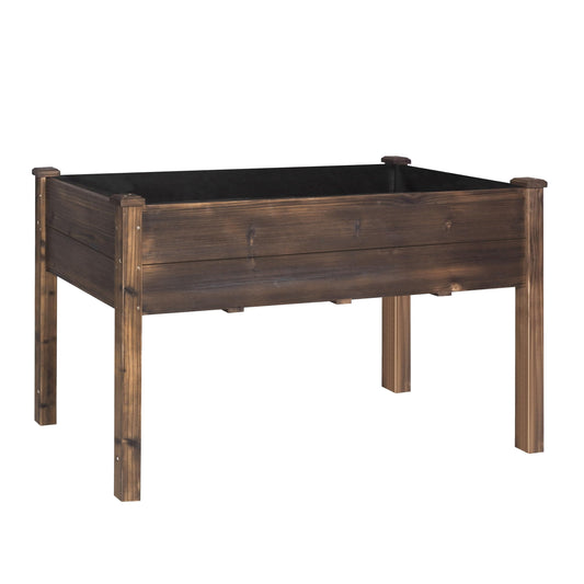 BlueWish Cedar Raised Garden Bed, 48" W x 24" D x 30" H Raised Garden Bed with Detachable Black Liner, 3 Drainage Holes, Planter Box for Outdoor, Patio, Backyard, Rustic