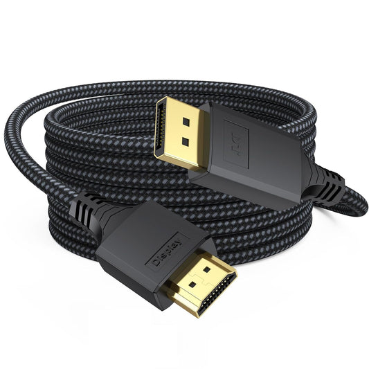 10Ft, (4K@30Hz 1080P@120Hz HDMI1.4 10 Display Port to HDMI Cable One-Direction) DisplayPort DP to Cord Long Feet