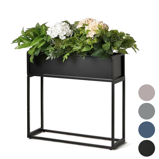 Cocoyard Metal Elevated Planter Box - 28" Raised Garden Bed with Legs for Indoor and Outdoor - Tall Rectangle Planter with Felt Liner, Drainage Holes and Plugs for Vegetables, Herbs and Flowers(Black)