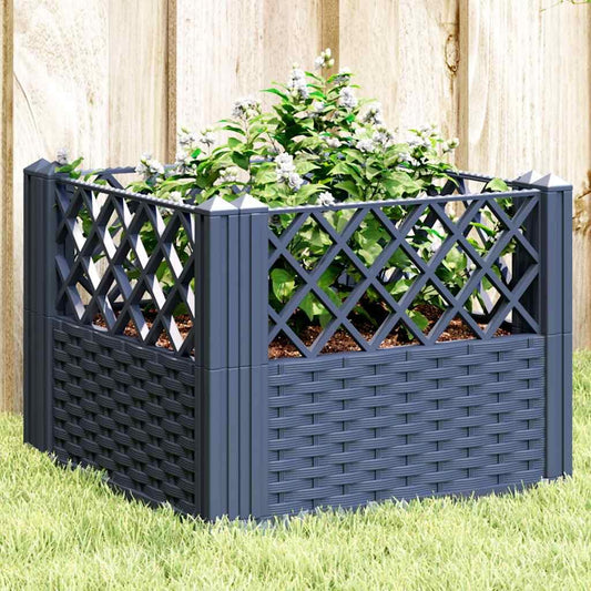 WRJENFSC Blue Grey Square Modular Garden Planter 17.1 Inch Polypropylene with Basketweave Matte Finish for Outdoor Flowers Vegetables Gardening on Patio Balcony Backyard