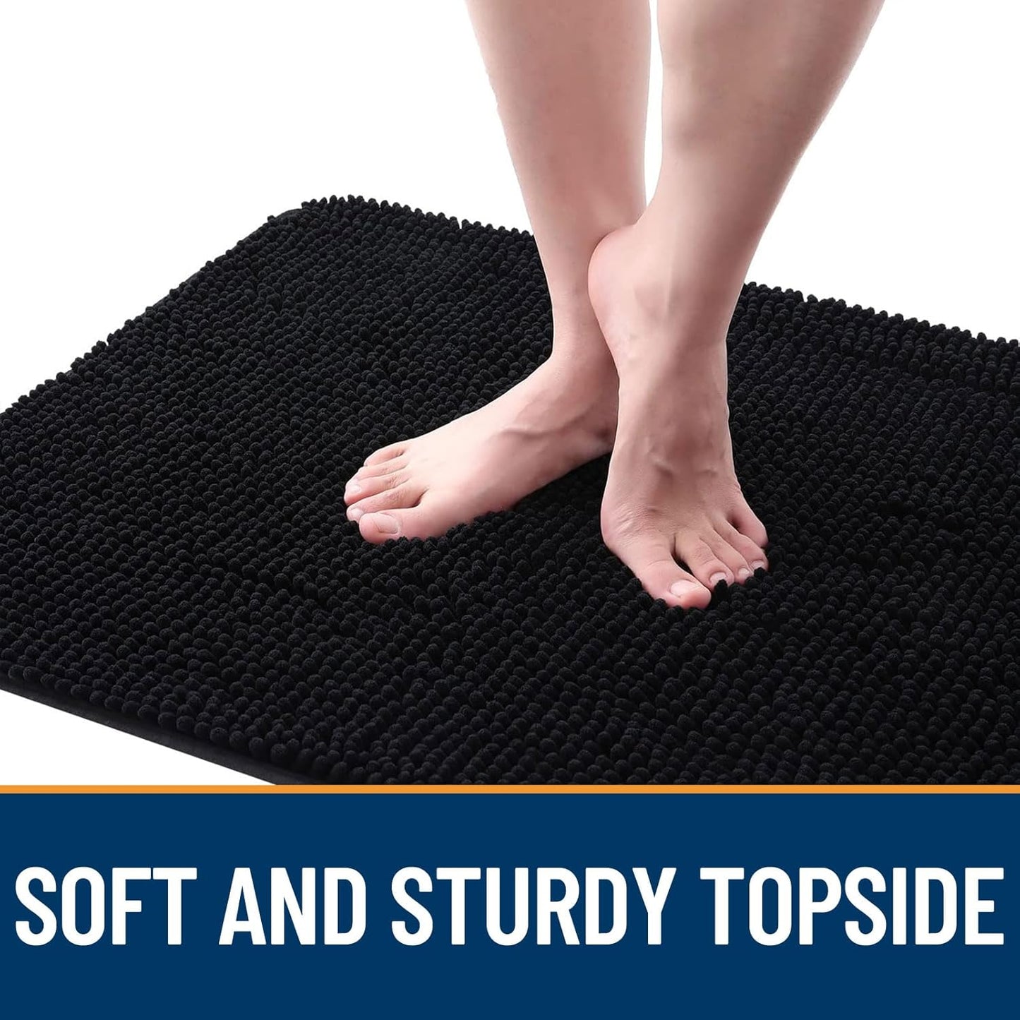 OLANLY Dog Door Mat - Absorbent Non-Slip Chenille Mat for Muddy Paws | 70x32 Inches, Quick Dry, Black