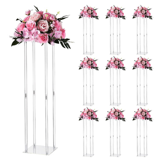 VEVOR Wedding Flower Stand, 10PCS 31.5-inch Column Flower Stand, Floral Stands with Acrylic Laminate, Cylindrical Cubic Floral Display Rack for Wedding, Party, Birthday, Home, Centerpiece Stands