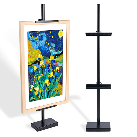 Adjustable Tabletop Easel Stand for Picture Frames up to 29" H - Metal Frame Holder Stand for Sign, Artwork, Canvas Display - Compact Black Small Easel Stands for Home Office Galleries (Black)