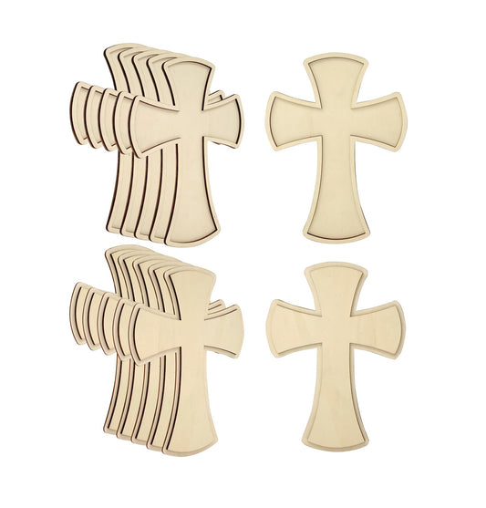 12 Pack 12 Inch Wooden Unfinished Cross Dome Shaped Blank Wood Layered Framed Cross for DIY Crafts