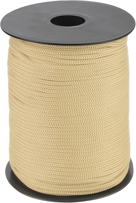 MECCANIXITY 1/8 Inch Polypropylene Rope Braided Ropes, 328ft Nylon Rope Hollow Utility Cord for Clothesline, Camping, Hiking, Outdoor, Khaki