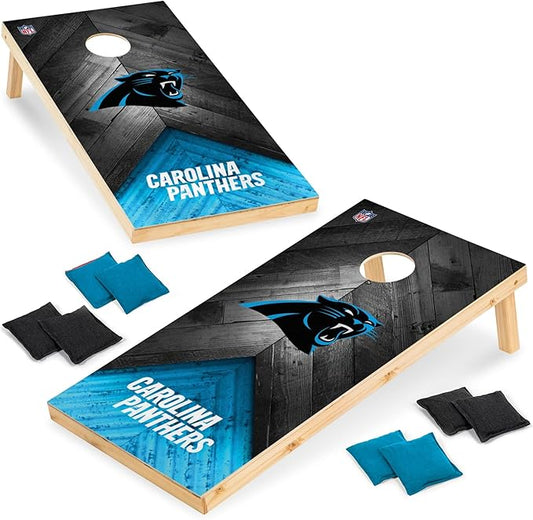 NFL Football 2' x 4' Regulation Size Solid Wood Cornhole Set with Direct Print HD Team Graphics Great Gift for Any Football Fan! Bean Bag Toss Family Outdoor Game