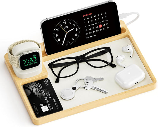 AFOOYO Wooden Watch Band Organizer - Charger Stand Compatible with All Apple Watch Series and Watch Bands Display Watch