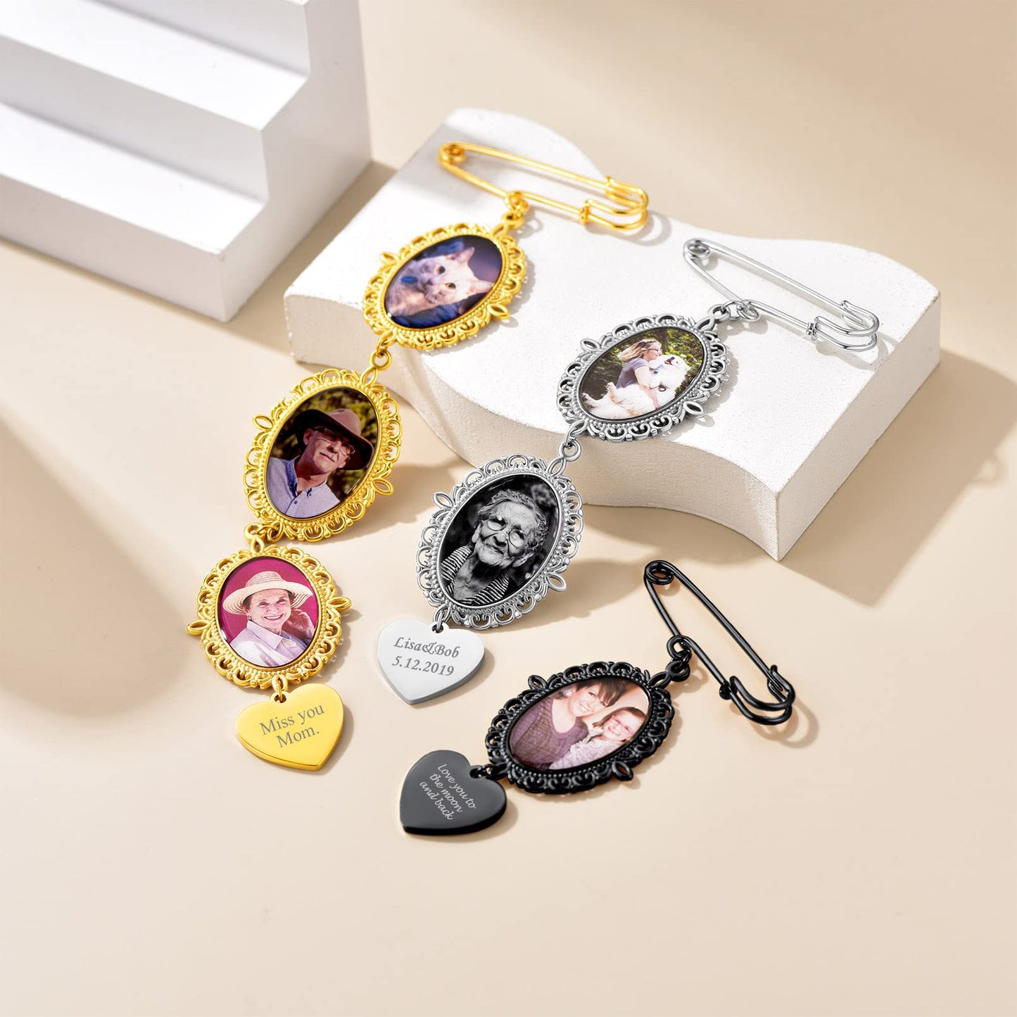 Custom4U Photo Charm for Wedding Bouquet Custom Memorial Wedding Gifts with Pictures