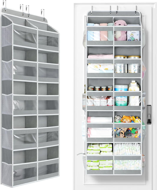 Yecaye 5-Tier Over The Door Organizer - Heavy Duty Dual-Column Storage with 10 Compartments | Grey