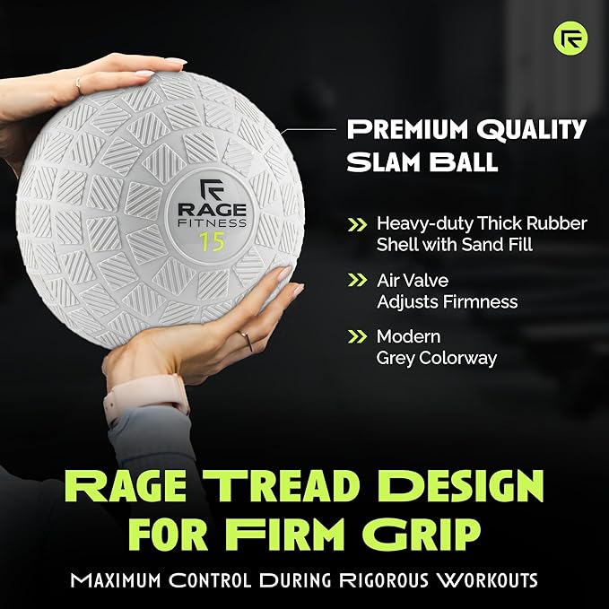 Slam Ball,10, 15, 20lb Medicine Balls, Tread Texture For Firm Grip, Full Body Workout Dynamic Weighted Balls for Exercise, Smash Balls for Strength, Conditioning, Cardio and Core Workouts