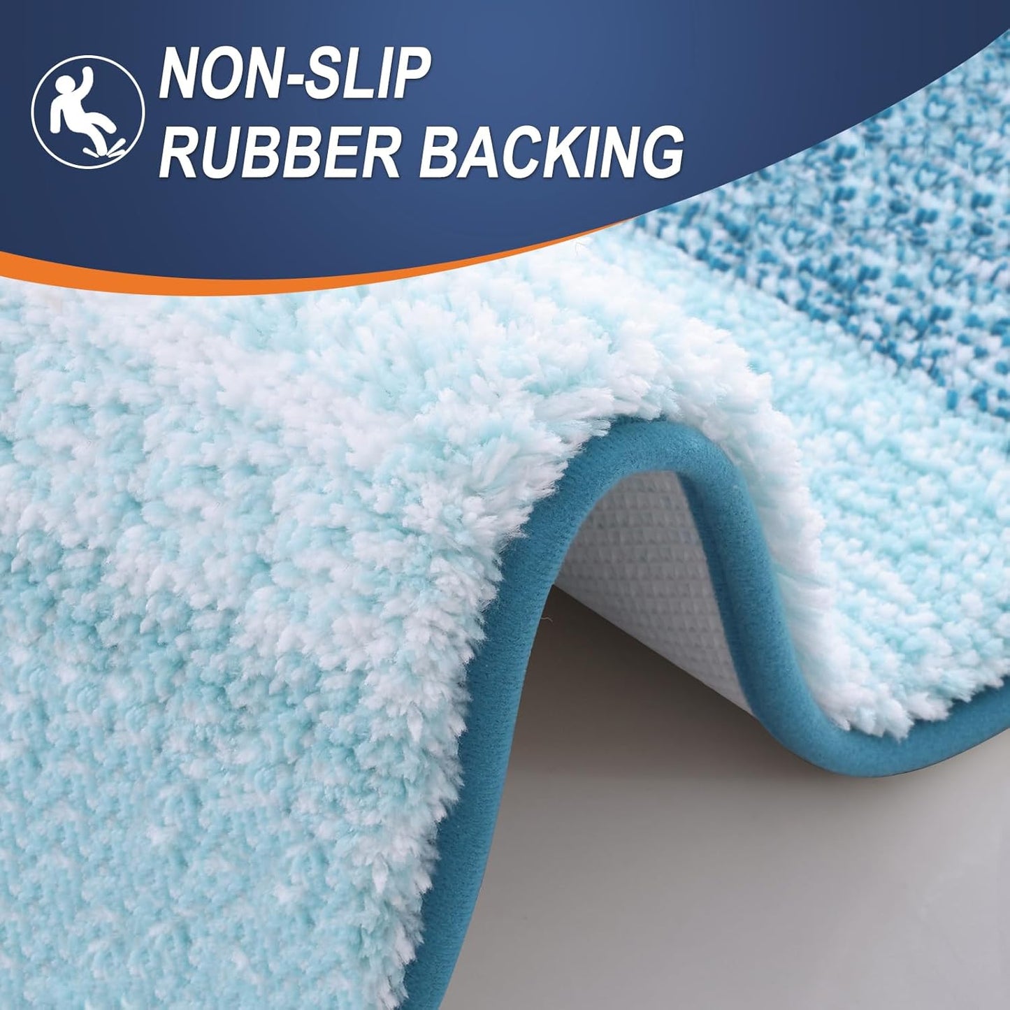 OLANLY Bathroom Runner Rug - Extra Soft Microfiber Mat with Rubber Backing | Quick Dry, Washable, 47x20, Peacock Blue