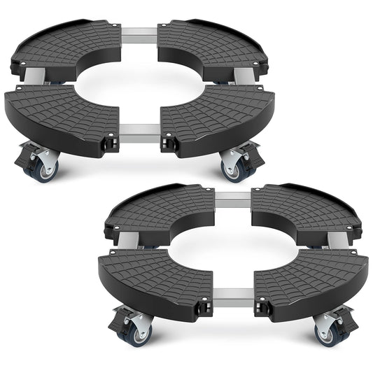VANCASTLE Plant Caddy with Lockable Wheels Heavy Duty 450lbs Capacity, 15-22 Inch Adjustable Plant Stand with Wheels Rolling base, Plant Dolly for Flower Pot Mover Indoor Outdoor, Black, 2 Pack