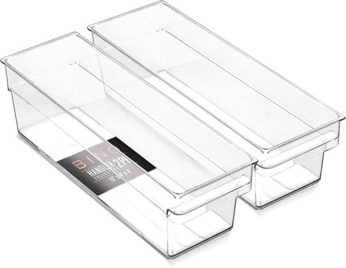 BINO Plastic Storage Bins - Shallow Multipurpose Organizer | Clear Kitchen Pantry Containers