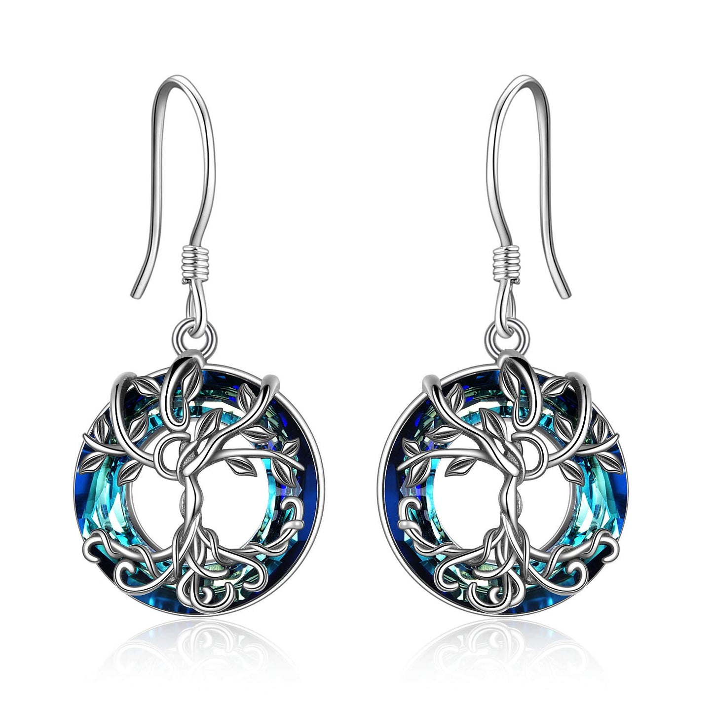 ONEFINITY Tree of Life Earrings 925 Sterling Silver Tree of Life Crystal Dangle Drop Earrings for Women Jewelry